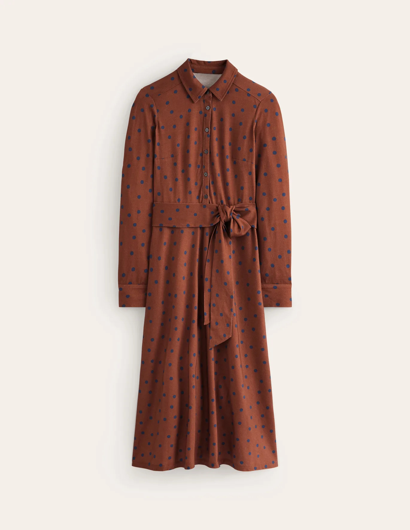 Laura Jersey Midi Shirt Dress - Autumn Brown, Sparse Spot | Boden US | Boden (US)