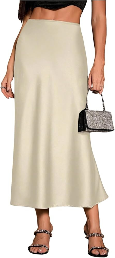 GORGLITTER Women's Satin Long Skirts High Waisted Flowy A Line Silk Elegant Maxi Skirt Country Co... | Amazon (US)