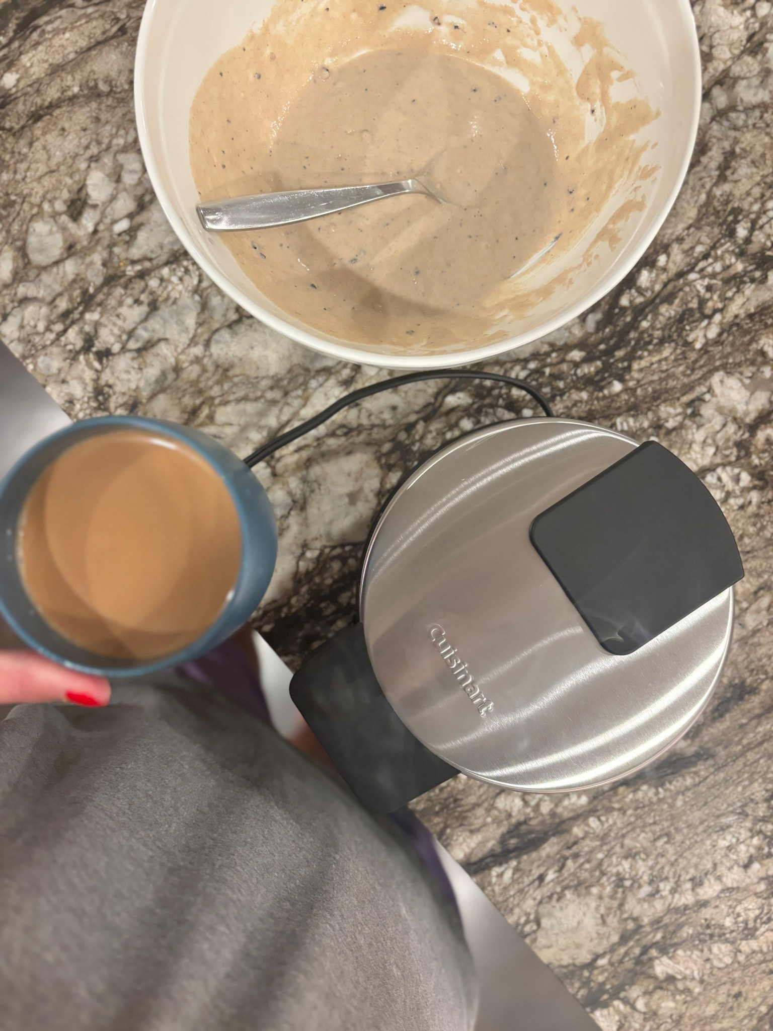 Monday mornings are for pipping hot coffee and blueberry waffles! 