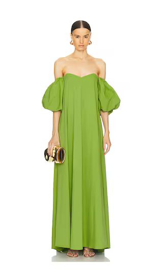 Palmer Off Shoulder Gown in Pistacho | Dark Green Dress | Green Summer Dress | Revolve Clothing (Global)