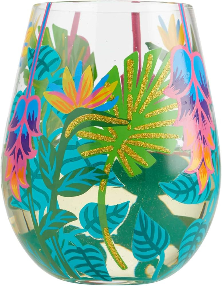 Enesco 6004763 Designs by Lolita Tropical Vibes Artisan Hand-Painted Stemless Wine Glass, 20 Ounc... | Amazon (US)