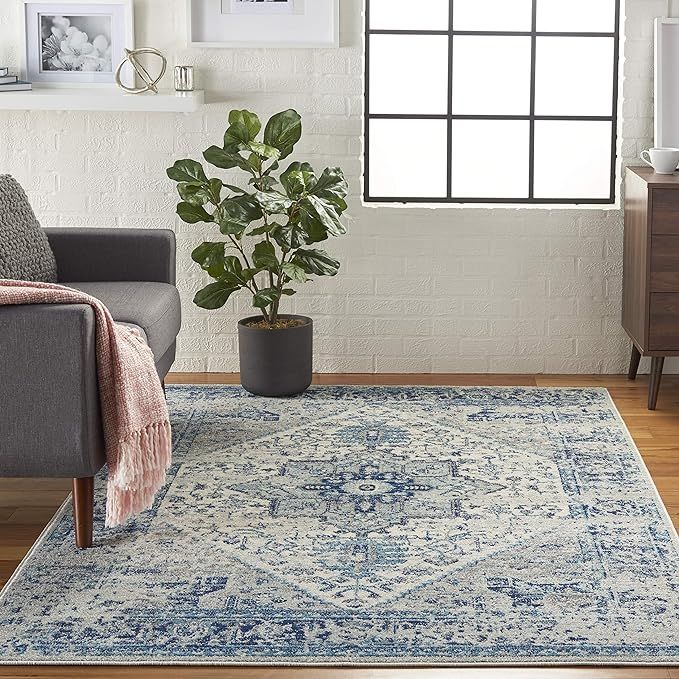 Nourison TRA06 Tranquil Persian Vintage Ivory/Light Blue Area Rug 6' X 9 | Amazon (US)