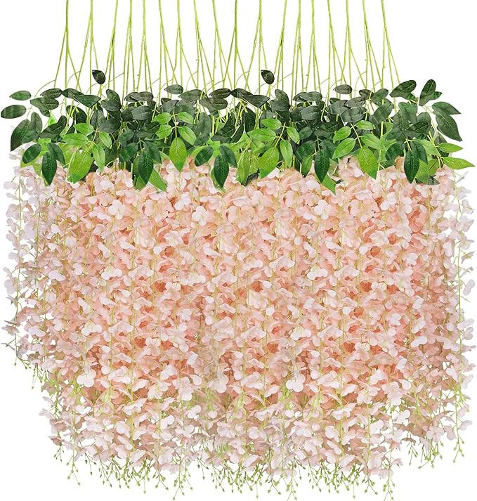 CEWOR 18 Pack Wisteria Hanging Flowers 3.7 Feet Artificial Flowers Fake Wisteria Vine Hanging Gar... | Amazon (US)