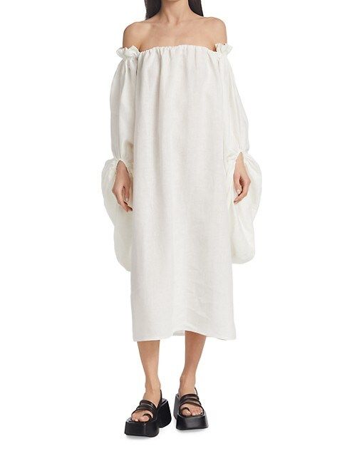 Piece of White Kendra Oversized Blouson Sleeve Dress | Saks Fifth Avenue
