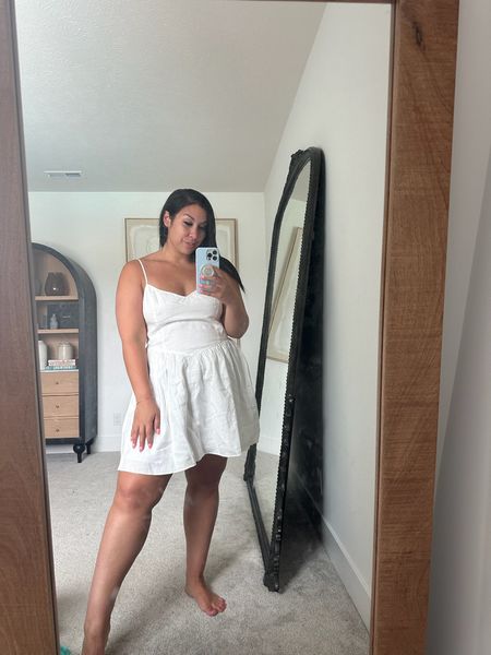 Midsize summer dress from Aritzia 🤍 wearing a large!

Drop waist dress, mini dress, white dress, summer style, midsize curvy fashion, casual dresss

#LTKStyleTip #LTKMidsize #LTKSeasonal