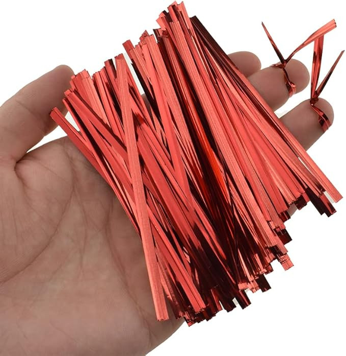 HAHIYO 300Pcs 4 inches Red Metal Twist Ties Bread Candy Coffee Bag Ties Plant Garden Twist Ties f... | Amazon (US)
