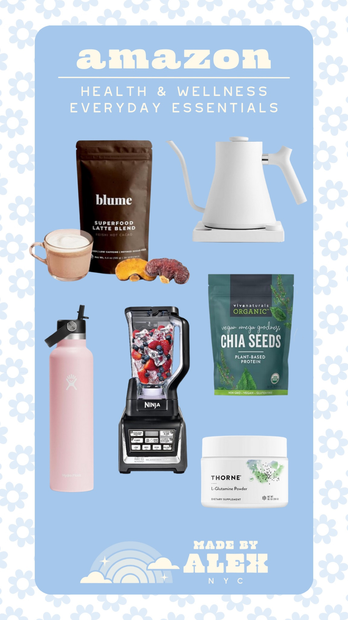 These are some of my favorite everyday essentials and you get them all from Amazon!

Health and wellness - daily essentials - self care - Hydroflask - supplements - Amazon finds - Amazon favorites 

#LTKfitness #LTKfamily