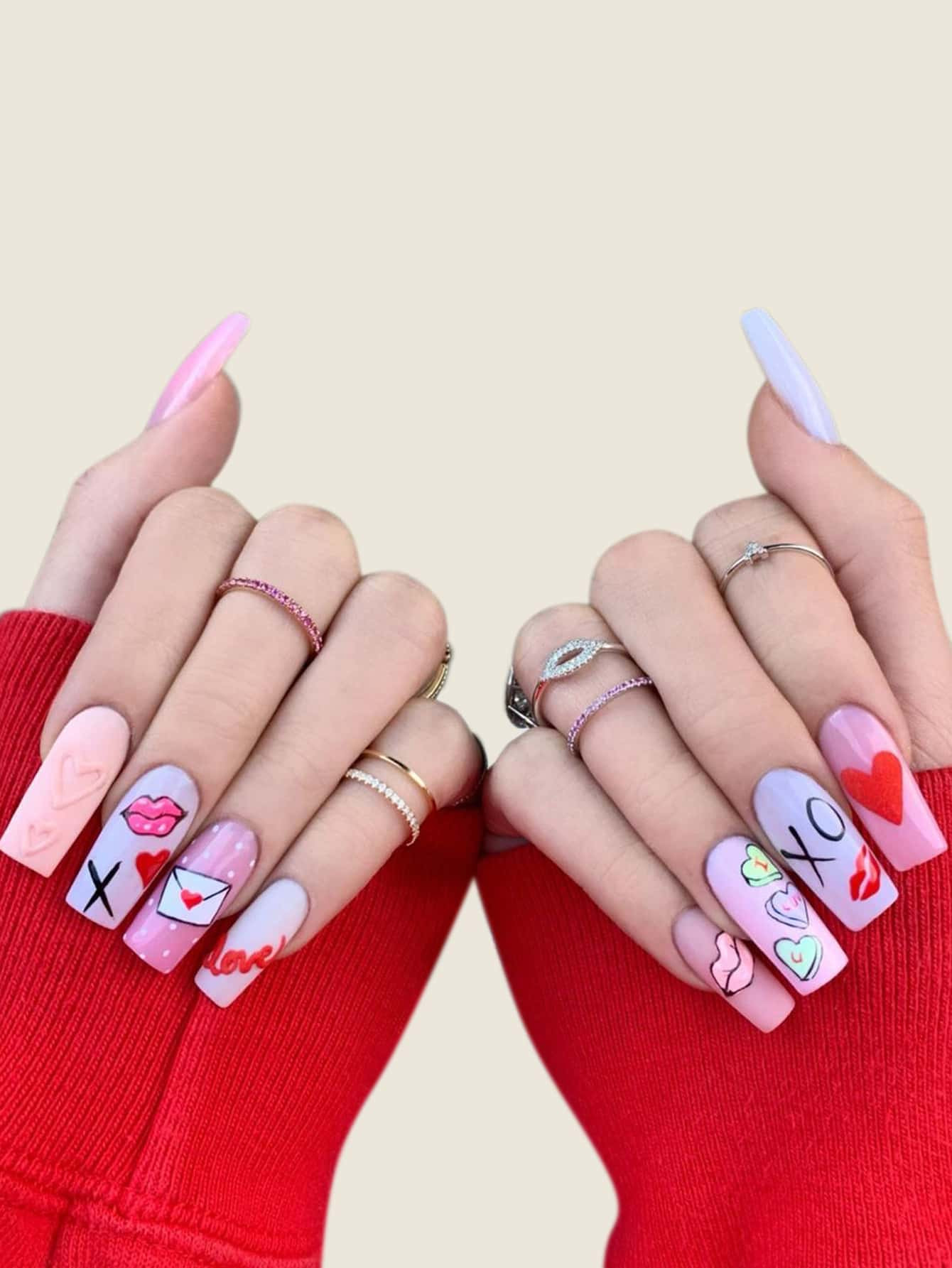 1sheet Heart Pattern Nail Art Sticker | SHEIN