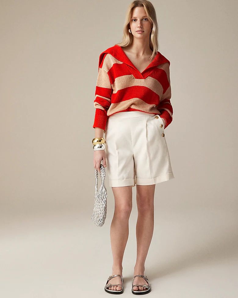 Sailor-collar pullover sweater in stripe | J.Crew US