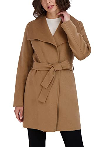 Tahari Women's Peacoat Wool Blend Lapel Collar Trench Coat, Cream Camel, Small | Amazon (US)