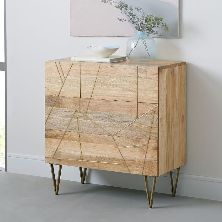 Roar & Rabbit&trade; Brass Geo Inlay 3-Drawer Dresser - Raw Mango | West Elm (US)