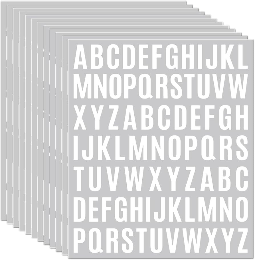 10 Sheet Small Letter Stickers - 1 Inch White Vinyl Self Adhesive Alphabet Stickers Stick On Lett... | Amazon (US)