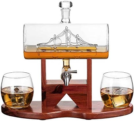 Handmade Whiskey & Wine Decanter Set, Liquor Dispenser for Home Bar, Crystal Glass - 1250ml Ship ... | Amazon (US)