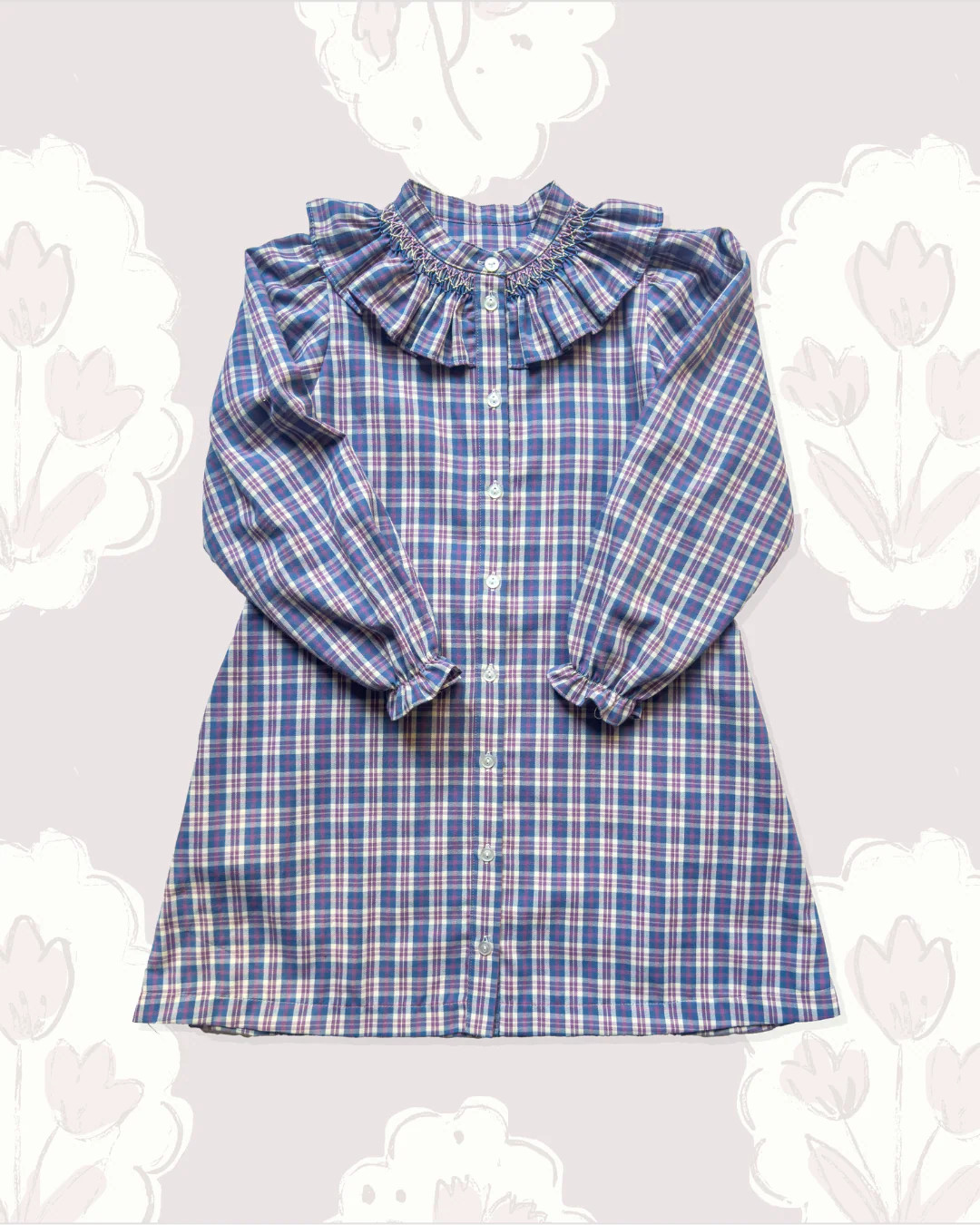 Molly Anne Dress in Blue &amp; Purple Plaid | Sun House Children's