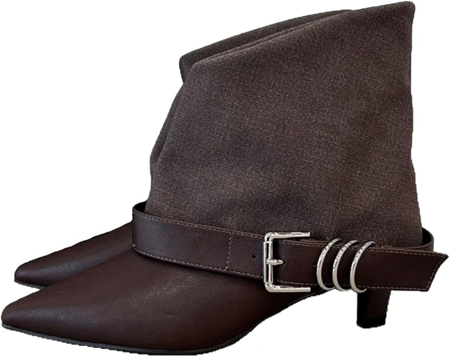 Womens Kitten Heel Booties: 1.9 in High Heel, Pointed Toe Sexy Ankle Boots, Fall Trendy Short Boo... | Amazon (US)