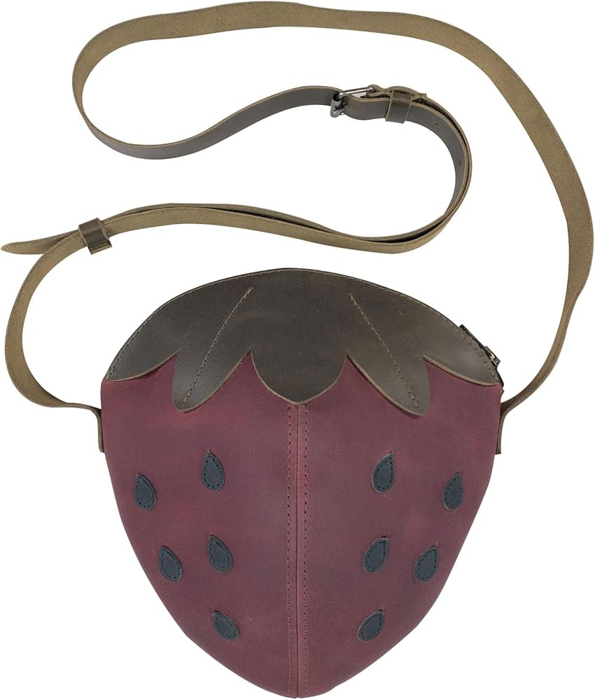 Strawberry-Shaped Shoulder Bag with Adjustable Strap, Crossbody Bag, Messenger Bag, Full Grain Le... | Amazon (US)