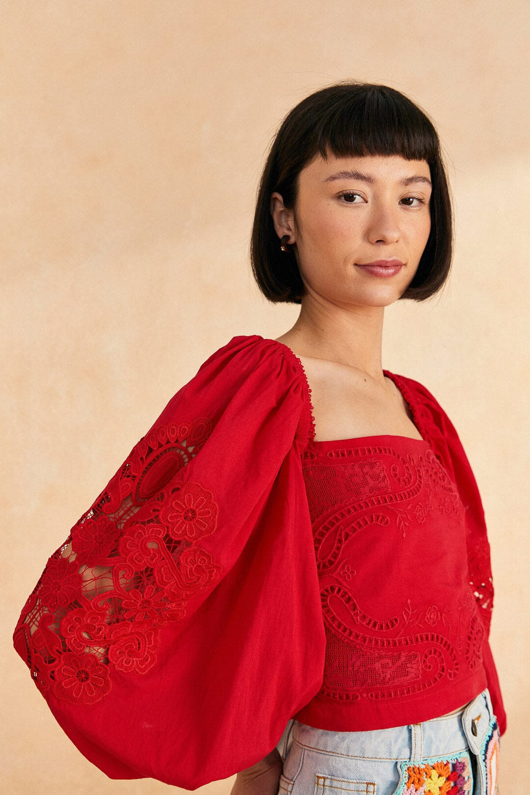 Red Lace Blouse | FarmRio (US)