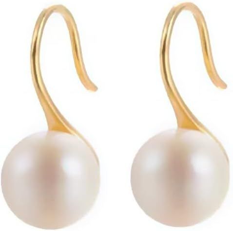Freshwater Pearl Earrings Gold-Plated 925 Sterling Silver Real Pearl Drop Gold Jewelry for Bride ... | Amazon (US)