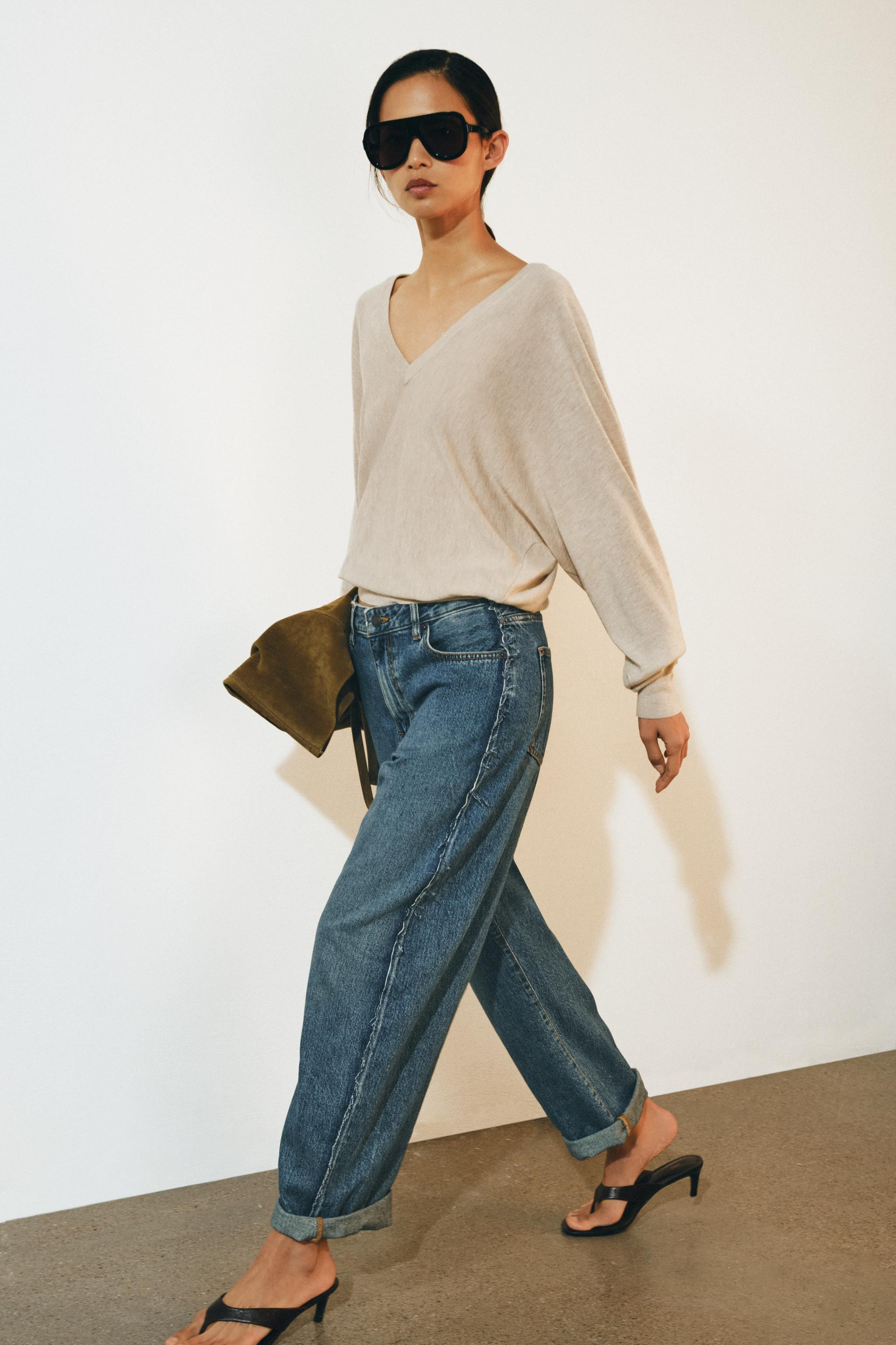 ZW COLLECTION MID-RISE CUFFED BALLOON JEANS | Zara Canada