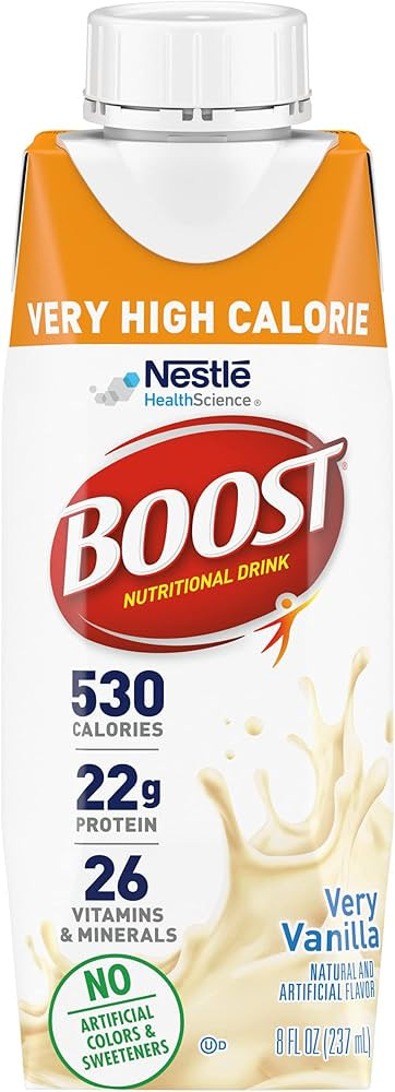 BOOST Very High Calorie Vanilla Nutritional Drink - 22g Protein, 530 Nutrient-Rich Calories, 8 FL... | Amazon (US)