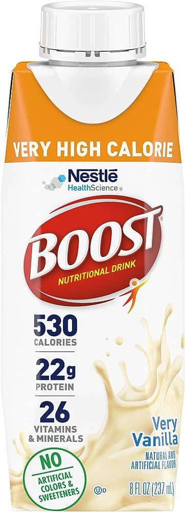 BOOST Very High Calorie Vanilla Nutritional Drink - 22g Protein, 530 Nutrient-Rich Calories, 8 FL... | Amazon (US)