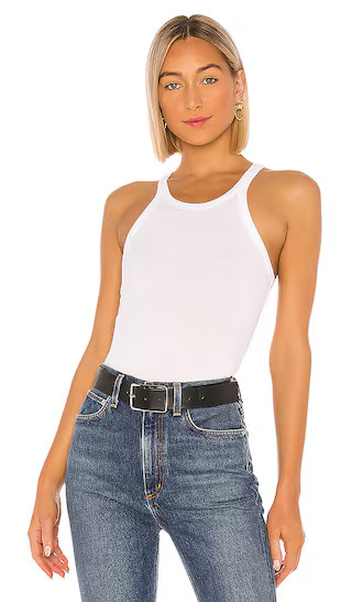 Ribbed Skinny Racer Tank in White | Revolve Clothing (Global)