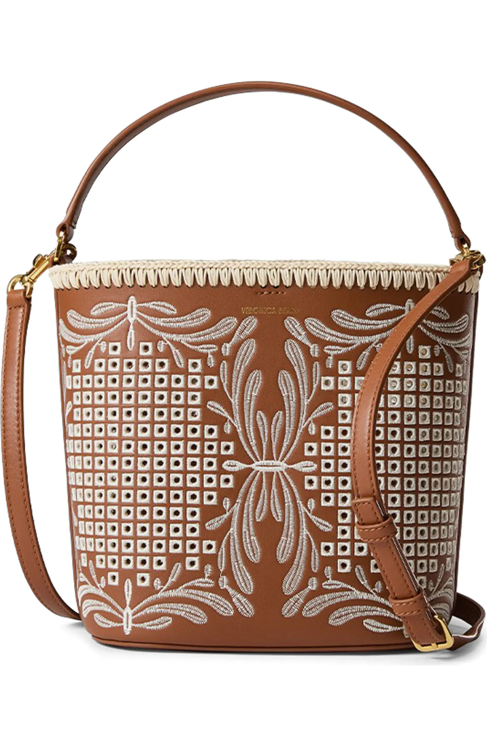 Veronica Beard Small Feed Embroidered Leather Top Handle Bag | Nordstrom | Nordstrom