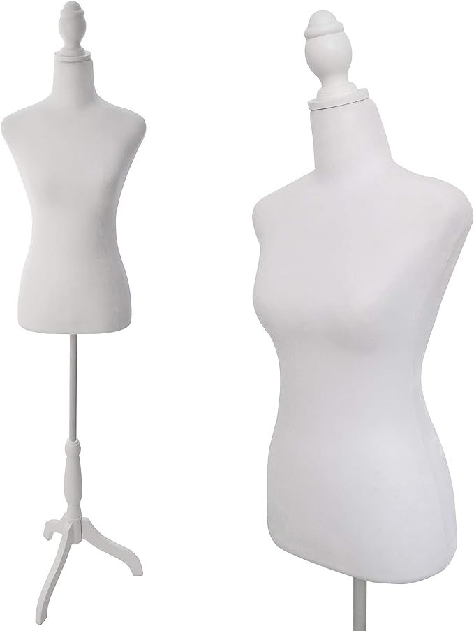 Female Mannequin Torso Dress Form w/Adjustable Tripod Stand Base Style (Beige) | Amazon (US)