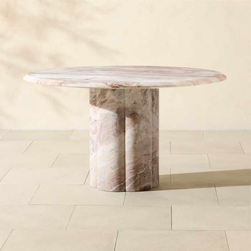 Sarzana 54" Round Marble Indoor/Outdoor Dining Table + Reviews | CB2 | CB2