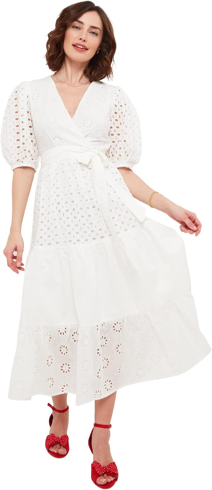 Joe Browns Women's White Summer Broderie Tie Waist Wrap Midaxi Dress Casual | Amazon (UK)