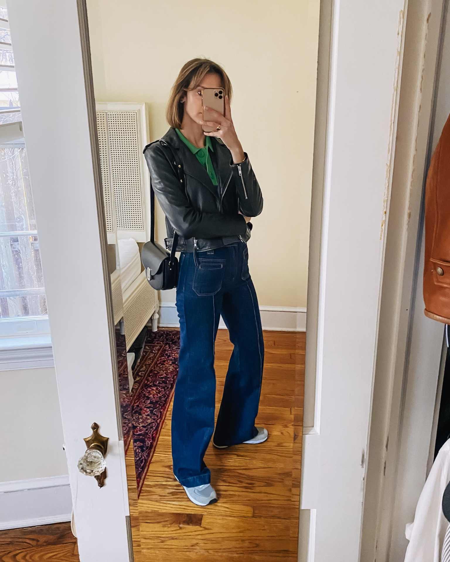 A preppy polished fall outfit with tailored jeans, a collared sweater, and retro sneakers.

#LTKSeasonal #LTKover40 #LTKstyletip