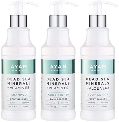 Ayam Beautycare Dead Sea Minerals + Vitamin B5 Frizz Control Shampoo, Conditioner & Body Lotion S... | Amazon (US)