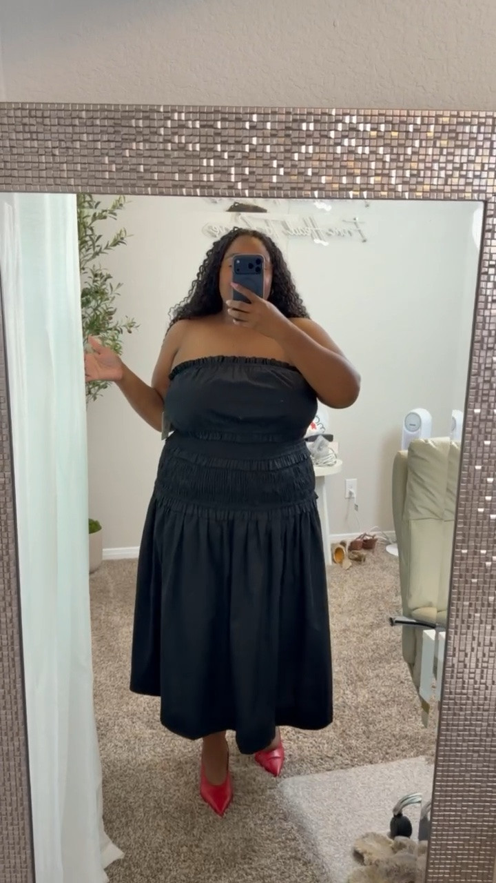 This Free Assembly strapless cotton poplin tiered midi dress is just $38, comes in two other colors, and is available in sizes XS–4X. Perfect for everything from brunch to vacation! 🤍

#LTKootd #LTKgrwm #LTKPlusSize