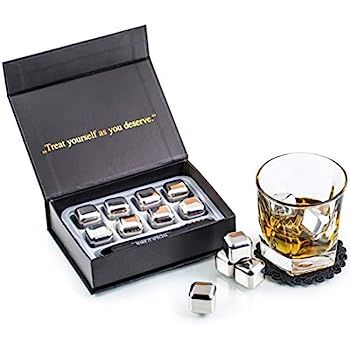 Exclusive Whiskey Stones Gift Set - High Cooling Technology - Reusable Ice Cubes - Stainless Stee... | Amazon (US)