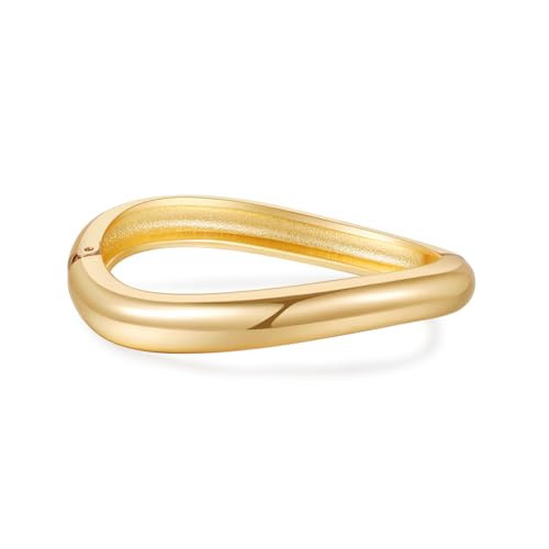 jokcde Statement Gold Cuff Bangle Bracelet, Polished Waterdrop Design, Chunky Fashion Jewelry for Women (E- gold) | Amazon (US)