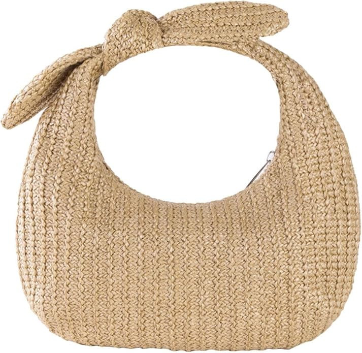 Straw Handbag Summer Beach Rattan Tote Bag Bowknot Top Handle Handbag Purse for Travel Holiday Pa... | Amazon (US)