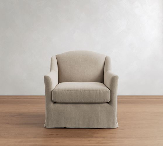 Belen Slipcovered Swivel Chair | Pottery Barn (US)