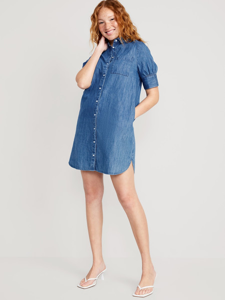 Short-Sleeve Jean Shirt Dress | Old Navy (US)