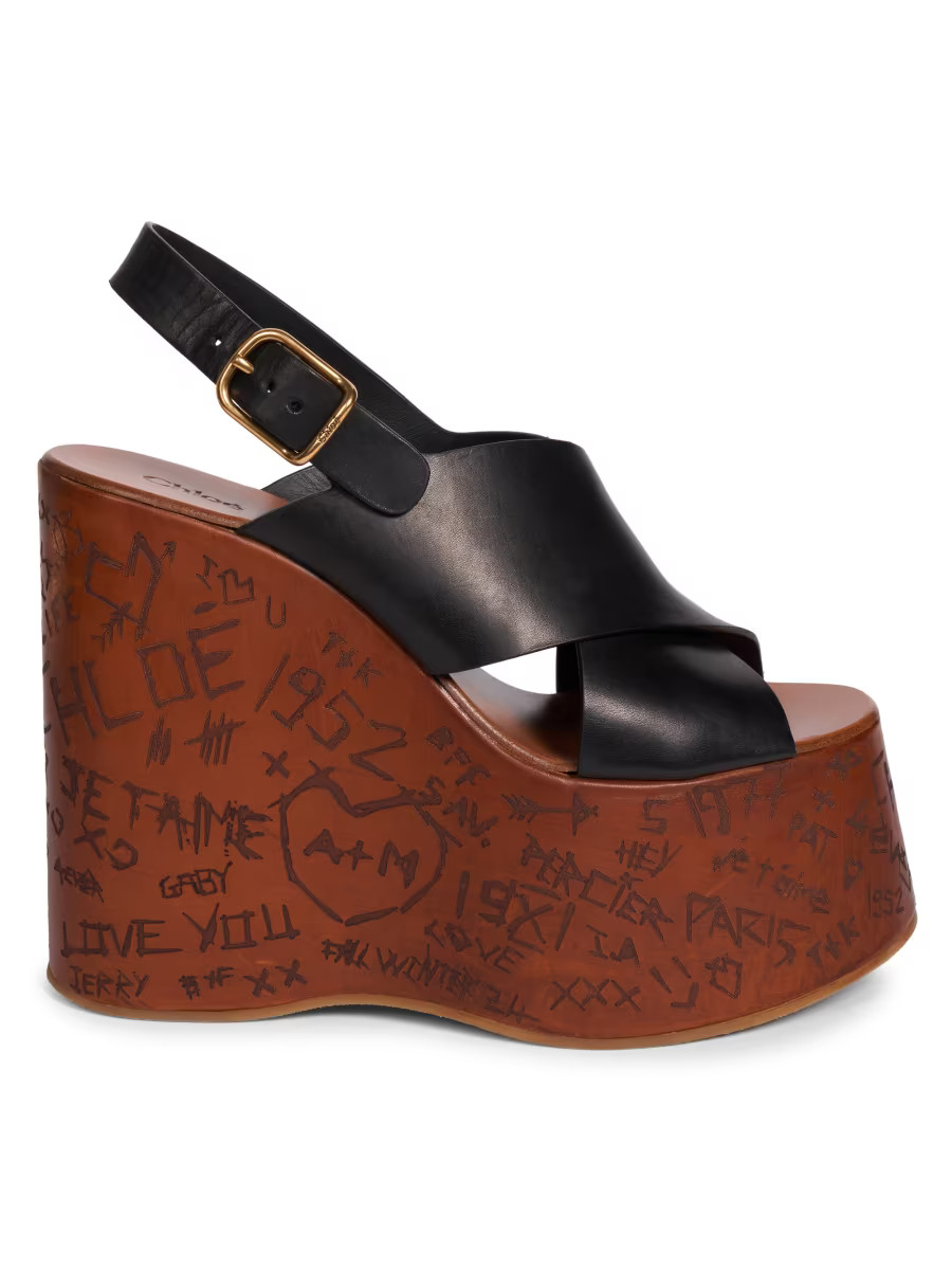 Maxime 140MM Leather Wedge Sandals | Saks Fifth Avenue