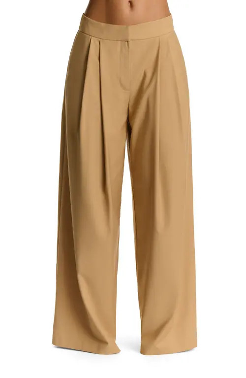 Naked Wardrobe Suiting Oversize Wide Leg Pants in Camel at Nordstrom, Size Large | Nordstrom