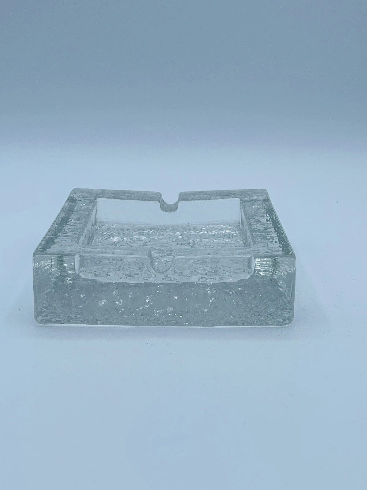 Scandinavian Modern Ice Glass Square Ashtray 4.5" | eBay US