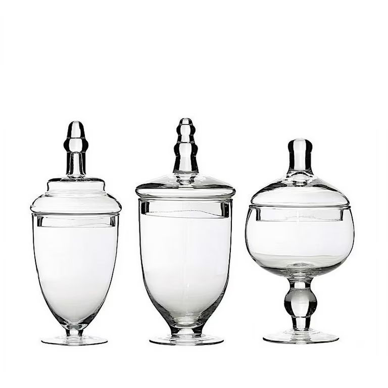 Balsa Circle Clear 3 Pieces 9" 10" 11" Tall Glass Apothecary Jars with Lids, Wedding Party Candy ... | Walmart (US)