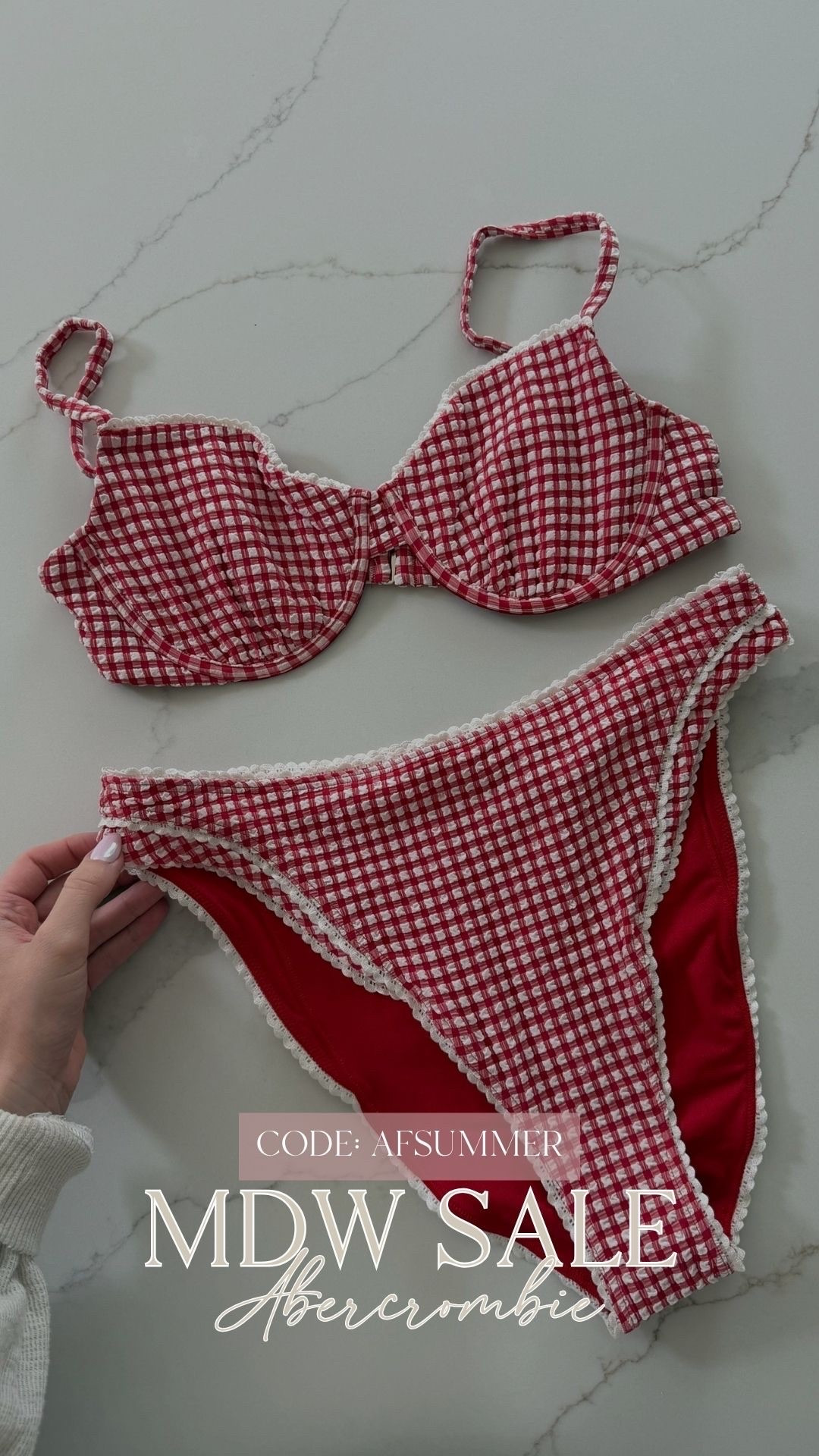 @abercrombie 20-40% off almost everything for Memorial Day and this gingham swim is SO CUTE!
Stackable code: AFSUMMER


Sale alert, Abercrombie sale, outfit idea, swim, summer outfits, vacation outfit, summer swim