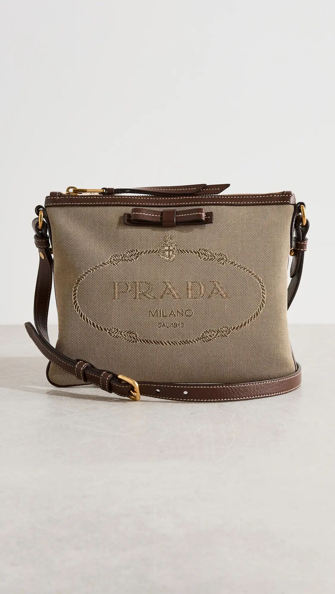 What Goes Around Comes Around Prada Brown Jacquard Crossbody Bag | Shopbop | Shopbop