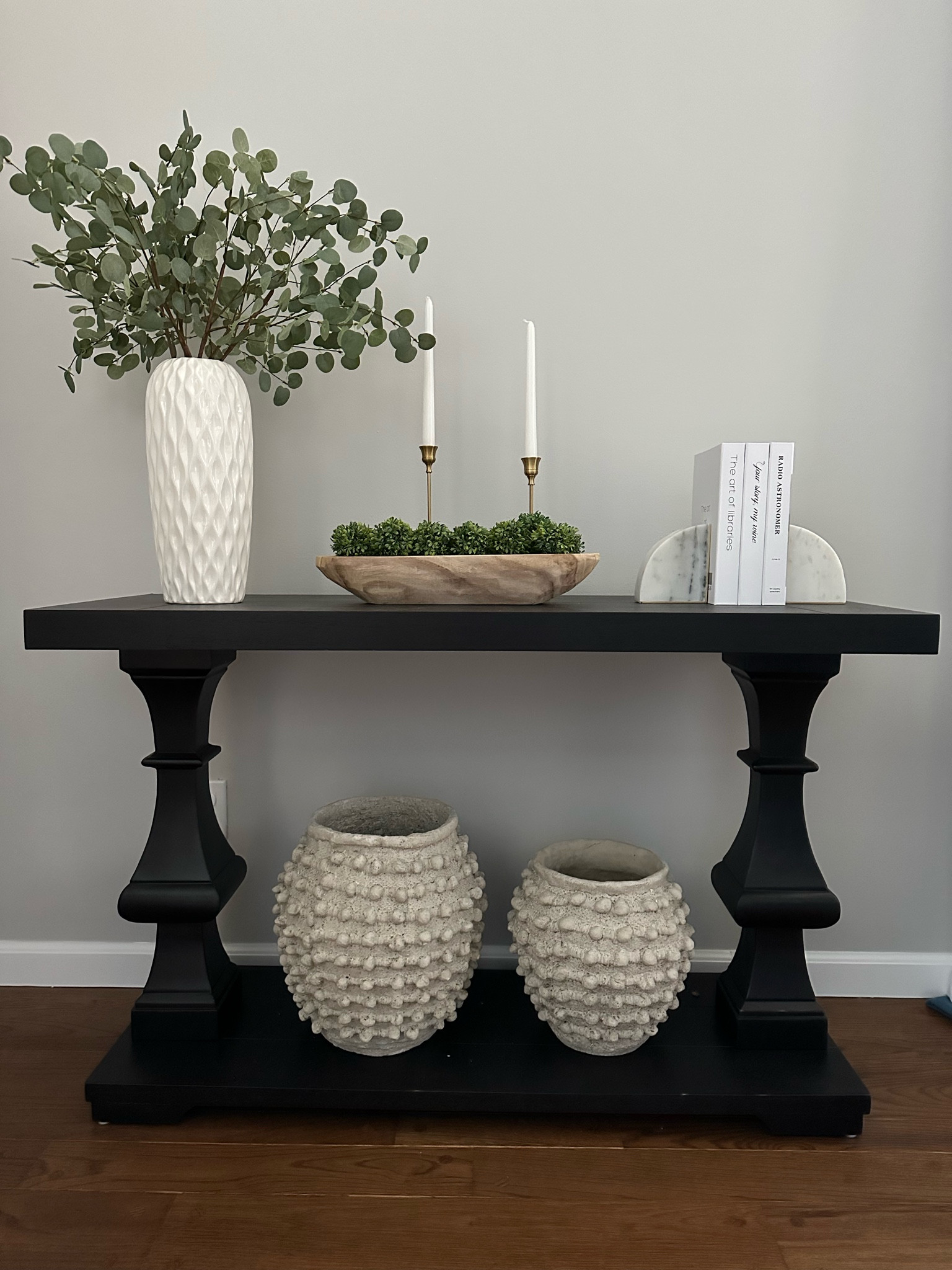 Console table styling. Decorative vases. Anthropologies cases. Book ends. Decorative books. Candles. Vase. Floral stems. Console table. Decorative tray. Bowl filler. Target. Amazon. Crate and Barrel. Anthropologie. Console table decor.

#LTKFind #LTKhome #LTKstyletip