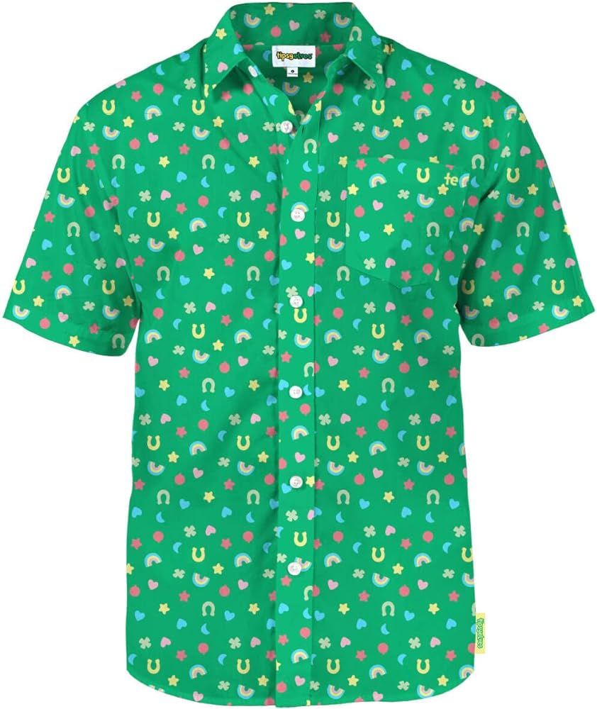 Tipsy Elves St Patrick's Day Shirts for Men - Casual Men's Short Sleeve Button Down Shirts - Gree... | Amazon (US)