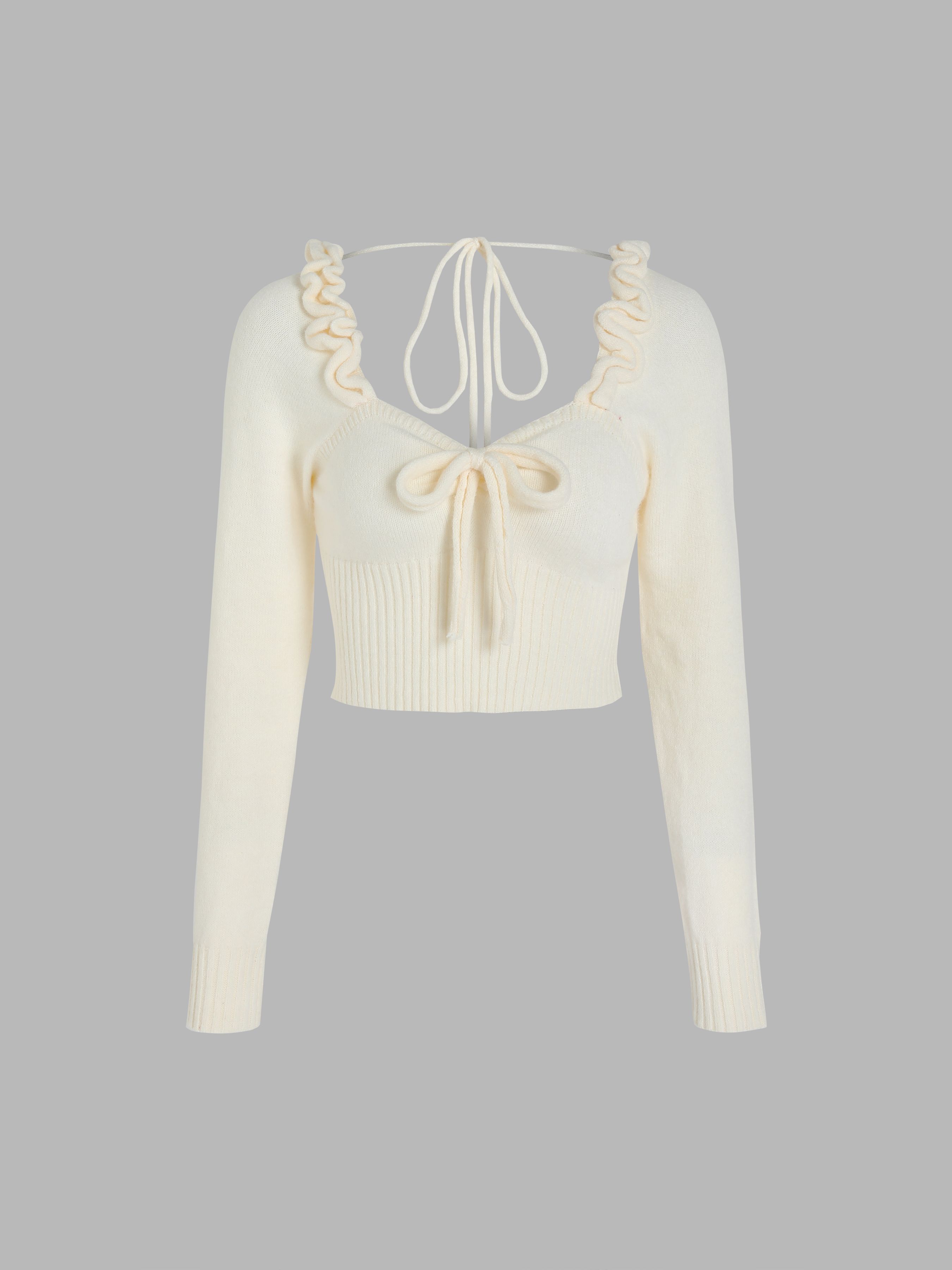 Tie Back Bowknot Knitted Top - Cider | Cider