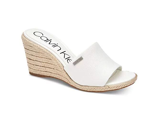 Calvin Klein Women's Britta Wedge Sandals, White Nappa, 7.5 M | Walmart (US)