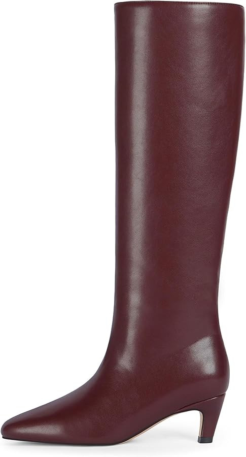 Modatope Knee High Boots Women Square Toe Kitten Heel Tall Boots Womens Fashion Long Boots | Amazon (US)