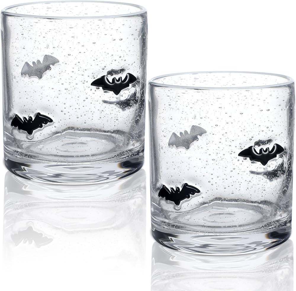 2 Pcs Halloween Icon Juice Glass 14 Ounce Ghost Bat Themed Drinking Cocktails Glasses for Party, ... | Amazon (US)